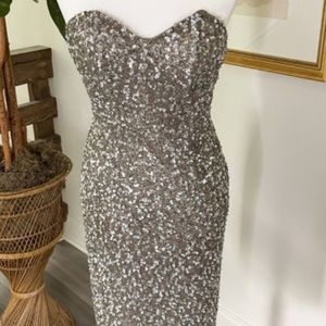 NWT Scala handmade sequins dress with back slit and sweetheart front -xs